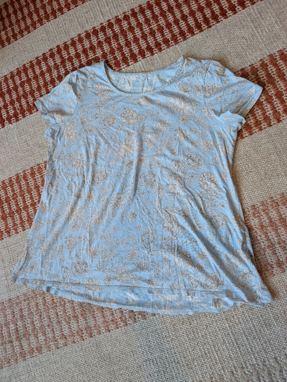 J. Jill Pure Jill Pima Cotton Floral Elliptical Top Sz M Petite Blue Feminine